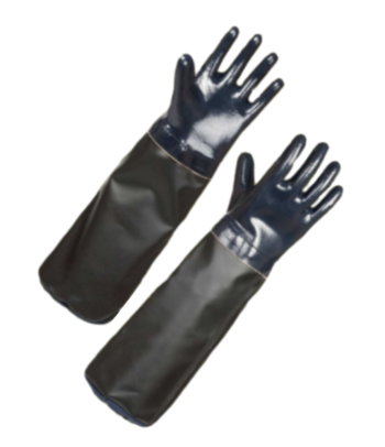 Перчатки ТУРБО с полным нитриловым покрытием, с нарукавником, армированным ПВХ (длина 570 мм) Новосибирск