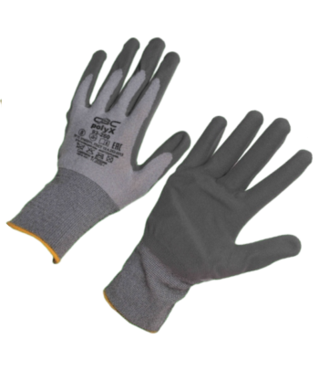 Перчатки трикотажные ПОЛИКС с частичным полиуретановым покрытием (1/2) серые Уфа