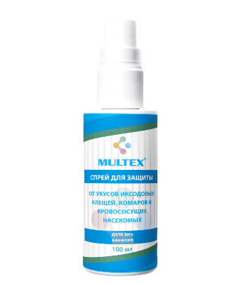 Спрей MULTEX ® для защиты от укусов иксодовых клещей, комаров и других жалящих кровососущих насекомых, флакон 100 мл. Пермь