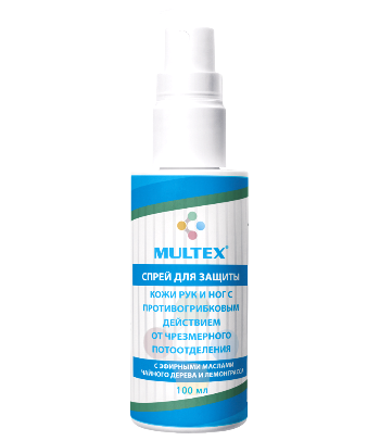 Спрей MULTEX ® для защиты кожи рук и ног от чрезмерного потоотделения, флакон 100 мл. Санкт-Петербург